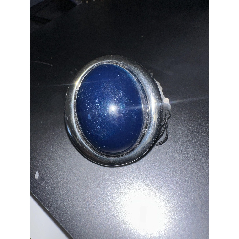 Chico's Statement Cocktail Ring Silver Tone Blue Cabochon Dome Adjustable NWT